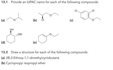 Solved Provide An Iupac Name For Each Of The Following Chegg