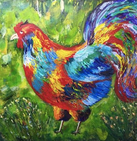 Palette Knife Rooster By Janet Angel Great Job On The Colors This