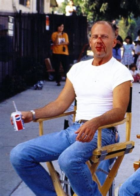 Bruce Willis In Peak Form On The Set Of Pulp Fiction In 1994 Possibly