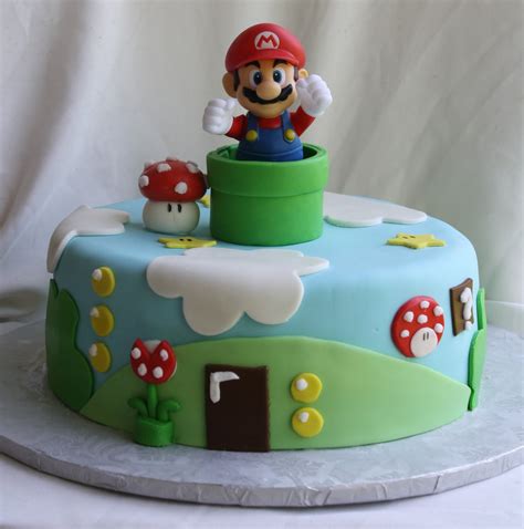 Since super mario is such a recognizable game, using it as a by displaying your cake on decorative plate or platform. Super Mario Bros. Cake