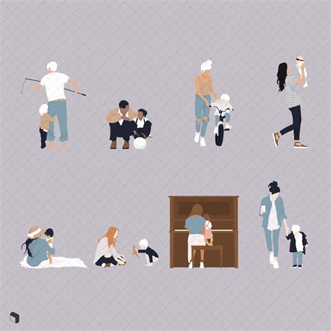 Flat Vector Family Illustration in 2020 | Family illustration, People illustration, Architecture ...