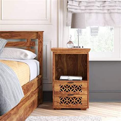 Buy Sheesham Wooden Bedside Table Made With Solid Sheesham Wood