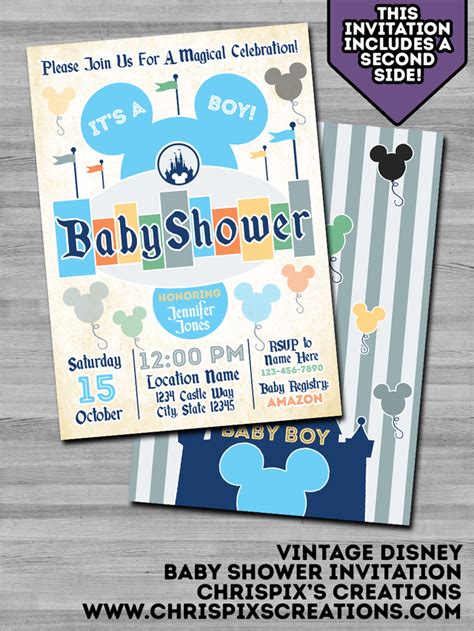 Vintage Disney Baby Shower Invitation Girl