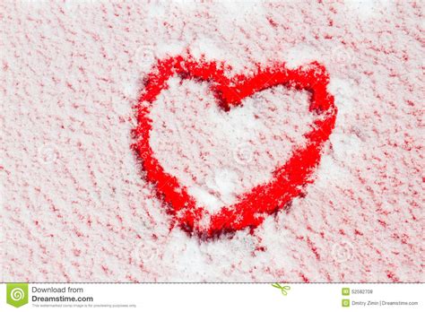 Heart Shape Drawn On Snow Stock Photo Image Of Shape 52582708
