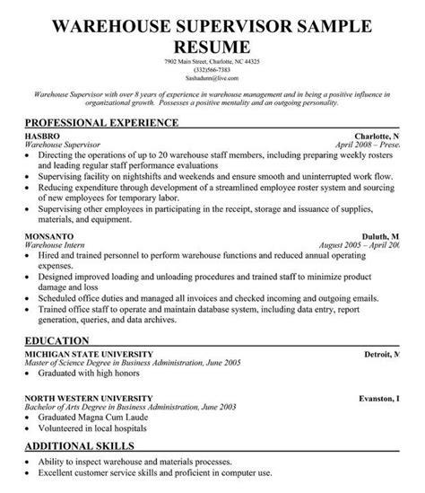 Accountant resume sample inspires you with ideas and examples of what do you put in the objective, skills, responsibilities and duties. 20 Best Ideas Warehouse Supervisor Resume | Warehouse ...