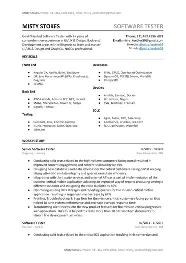 software tester resume sample wordpdf template