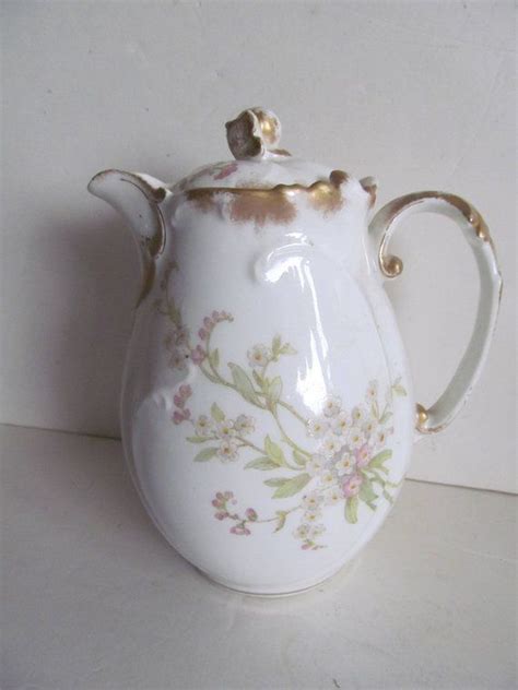 Beautiful Antique Limoges Chocolate Pot Pink Flowers Tea Pot Etsy