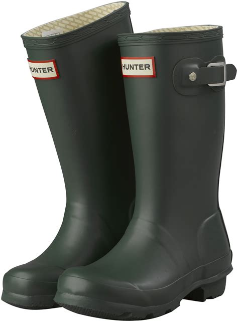 Hunter Wellington Boots Kids Wellies Green Original Rubber Rain