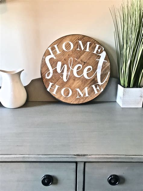 Home Sweet Home Rustic Round Farmhouse Wood Sign Super Cute For Living