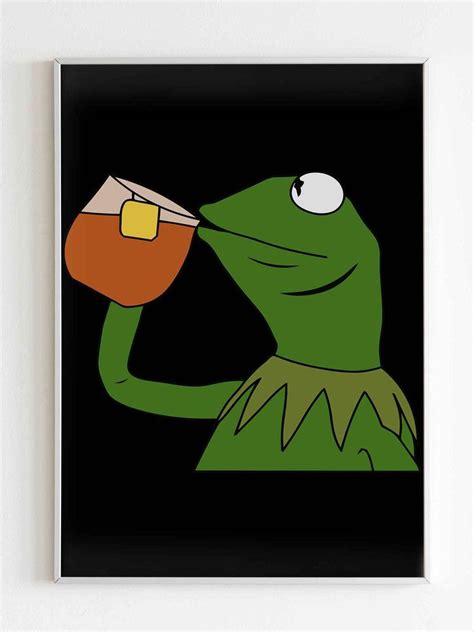 Kermit The Frog Sipping Tea Poster Mini Canvas Art Kermit The Frog