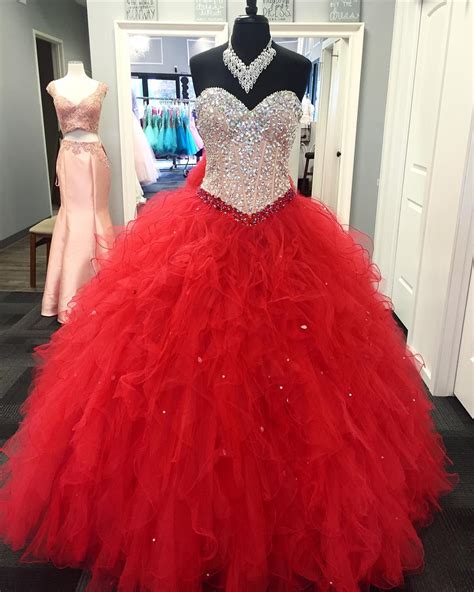 Red Quinceanera Dress 2018 Ball Gown Sweetheart Sweet 15 16 17 Party