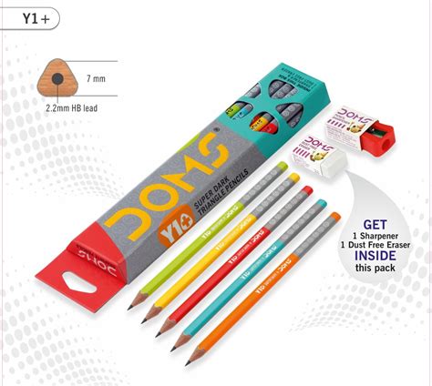 7151 Doms Y1 Super Dark Graphite Triangle Pencils Naman Limited