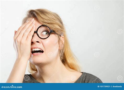 Scared Girl In Glasses Stock Image Image Of Scream 101739921