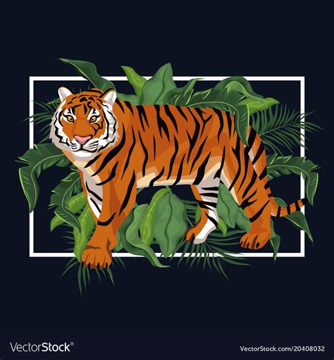 Tiger In The Jungle Royalty Free Vector Image Vectorstock