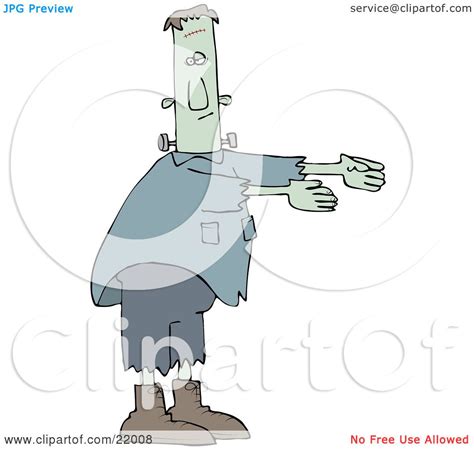 Clipart Illustration Of Frankenstein With Torn Clothes And Boots Walking With His Arms Out In