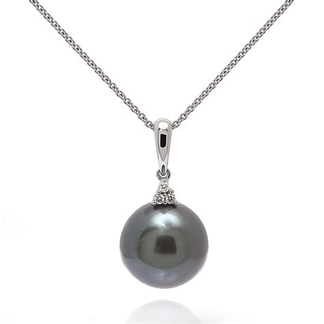 Black Tahitian Pearl And Diamond Necklace