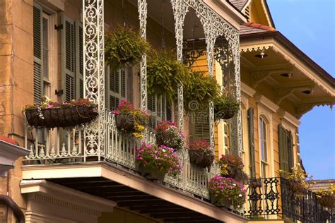 Wrought Iron Balcony In The French Quarter Of New Orleans Editorial