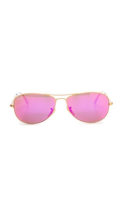 Ray Ban Mirrored Shrunken Aviator Sunglasses In Pink Save 5 Lyst