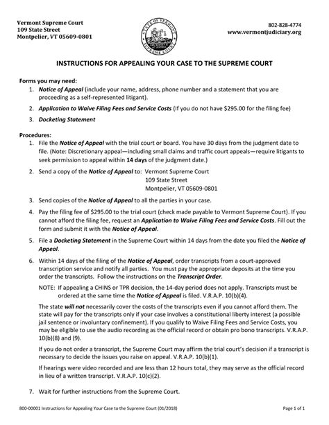 Download Instructions For Appealing Your Case To The Supreme Court Pdf