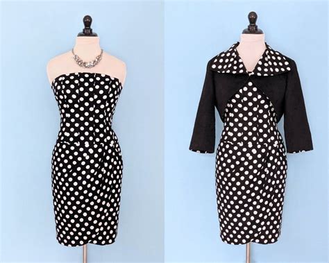 Vintage S Strapless Polka Dot Dress With Matching Jacket