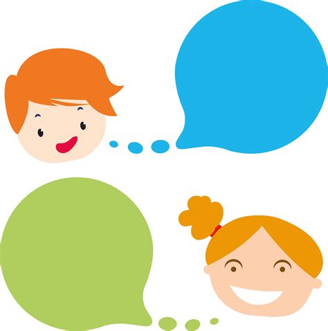 Clipart Boy And Girl With Speech Bubbles