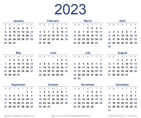 2023 Printable Calendar Pdf Free Printable Templates Aria Art