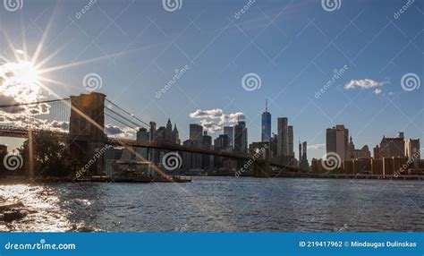 Brooklyn Bridge East River And Lower Manhattan In Background Nyc