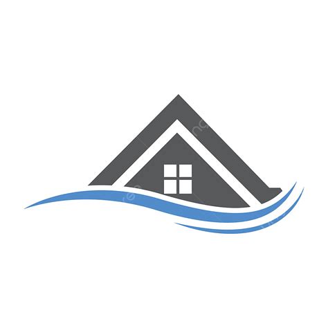Gambar Template Desain Logo Atap Rumah Atau Rumah Dengan Gelombang Air