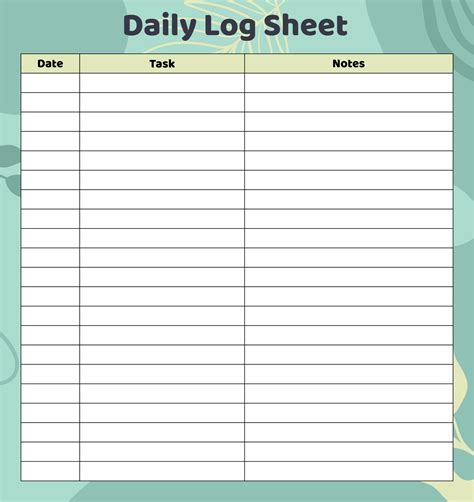 Log Sheet Template Free My XXX Hot Girl