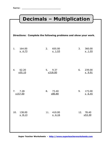 It would be a really good idea for students to have a strong knowledge of addition, subtraction, multiplication and division. Multiplying Decimals Free Printable Worksheets | Free ...