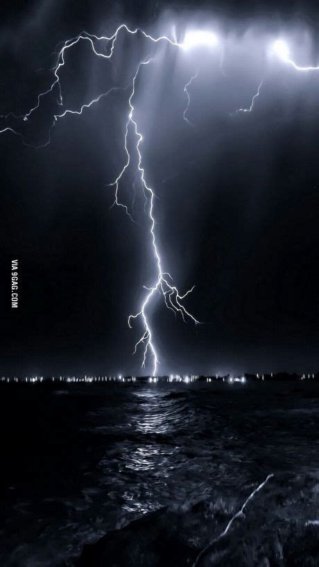 Lightning Hitting The Sea Storm Wallpaper Iphone Background Wallpaper