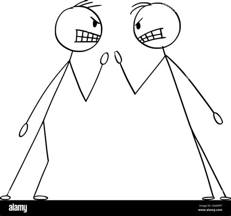 Vector Cartoon Stick Figure Drawing Conceptual Illustration Of Two
