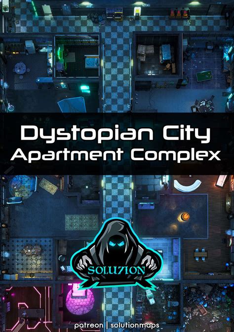 Dystopian City Apartment Complex 1080p Cyberpunk Animated Battle Map