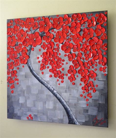 Large Original Abstract Cherry Blossom Tree Painting For The Etsy
