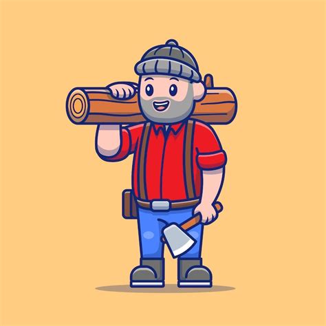 Premium Vector Cute Lumberjack Cartoon Illustration