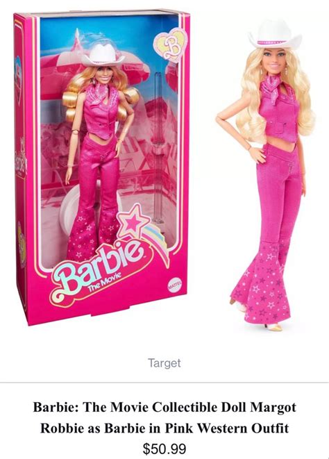 Barbie The Movie Collectible Doll Margo Robie As Barbie In Pink Western Outfit