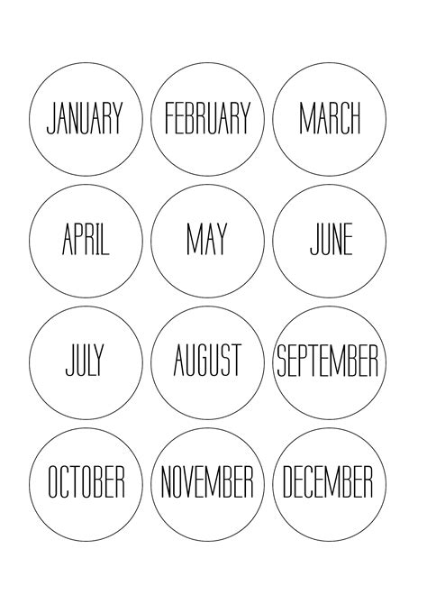 Printable Months Of The Year Labels