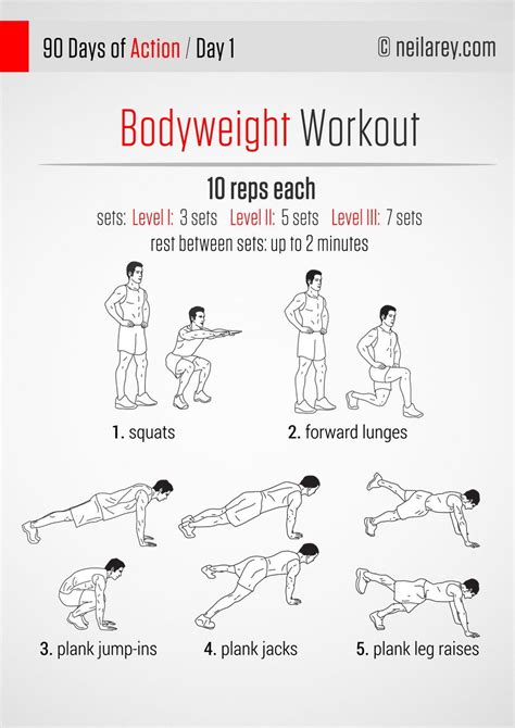 90 Days Of Action Bodyweight Workout Workout Plan For Men Workout Guide