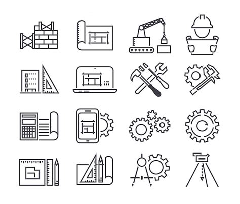 Engineering And Manufacturing Vector Icon Set Premium Vector