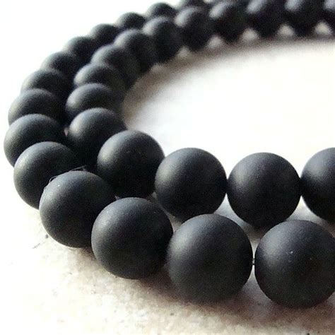6mm Jet Black Onyx Smooth Frosted Matte Round Beads 12 Etsy Onyx