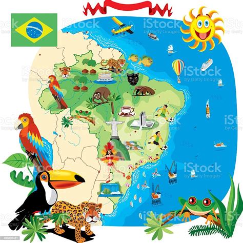 Cartoon Map Of Brazil Stock Illustration Download Image Now Brazil