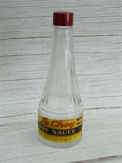 Bh6741 Vintage ‘la Choy Soy Sauce 5oz Glass Bottle W Lid Wilbur