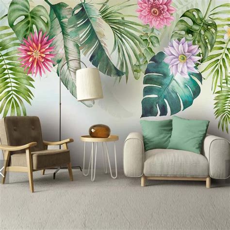 Europe 3d Tropic Wallpaper Flower Printing Mural Tropical