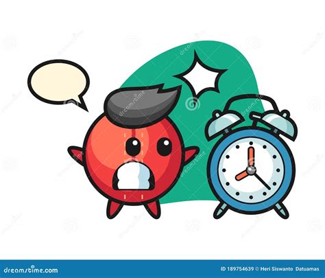 Cricket Ball Cartoon Surprised With A Giant Alarm Clock Cartoondealer