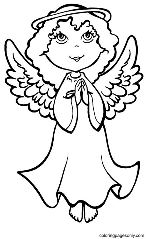 Cute Christmas Angel Coloring Page Free Printable Coloring Pages