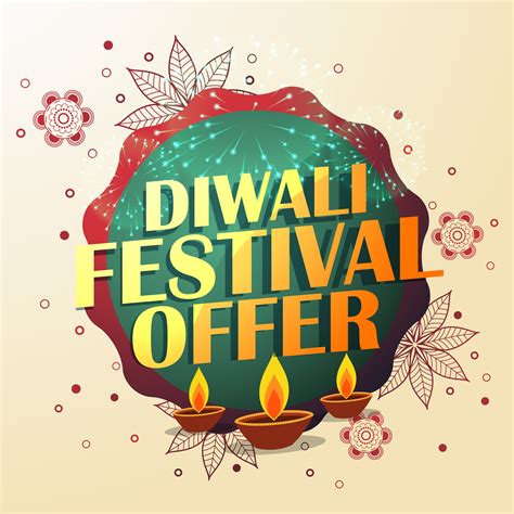 Diwali Festival Offer With Beautiful Decoration And Three Diyas