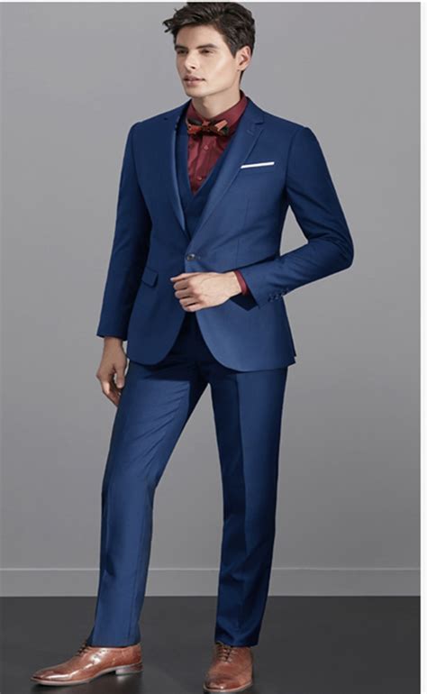 Navy Blue Mens Suit 3 Pieces Business Suits Wedding Suits Slim Fit