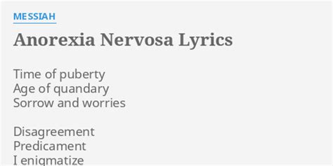 Anorexia Nervosa Lyrics By Messiah Time Of Prty Age