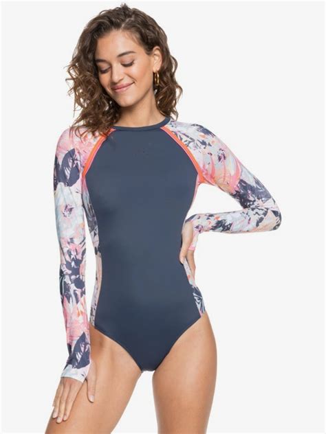 Roxy Fitness Long Sleeve Upf 50 One Piece Swimsuit For Women