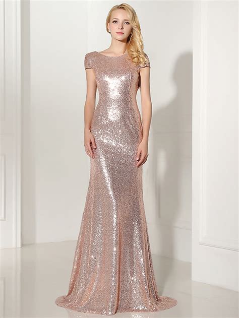 I was really impressed with the material and how it looked on. Rose Gold Sequin Open Back Maxi Bridesmaid Dress -SheIn ...